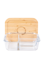 1250mL Divided Bamboo Lid Glass Container