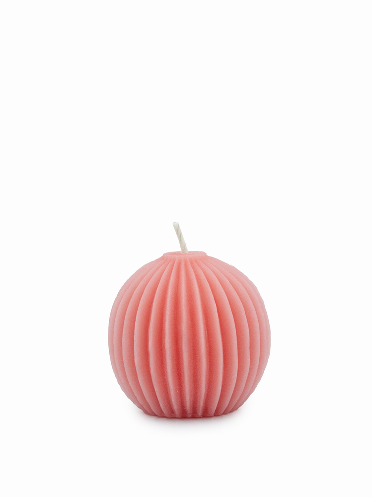 Fluted Sphere Beeswax Candle