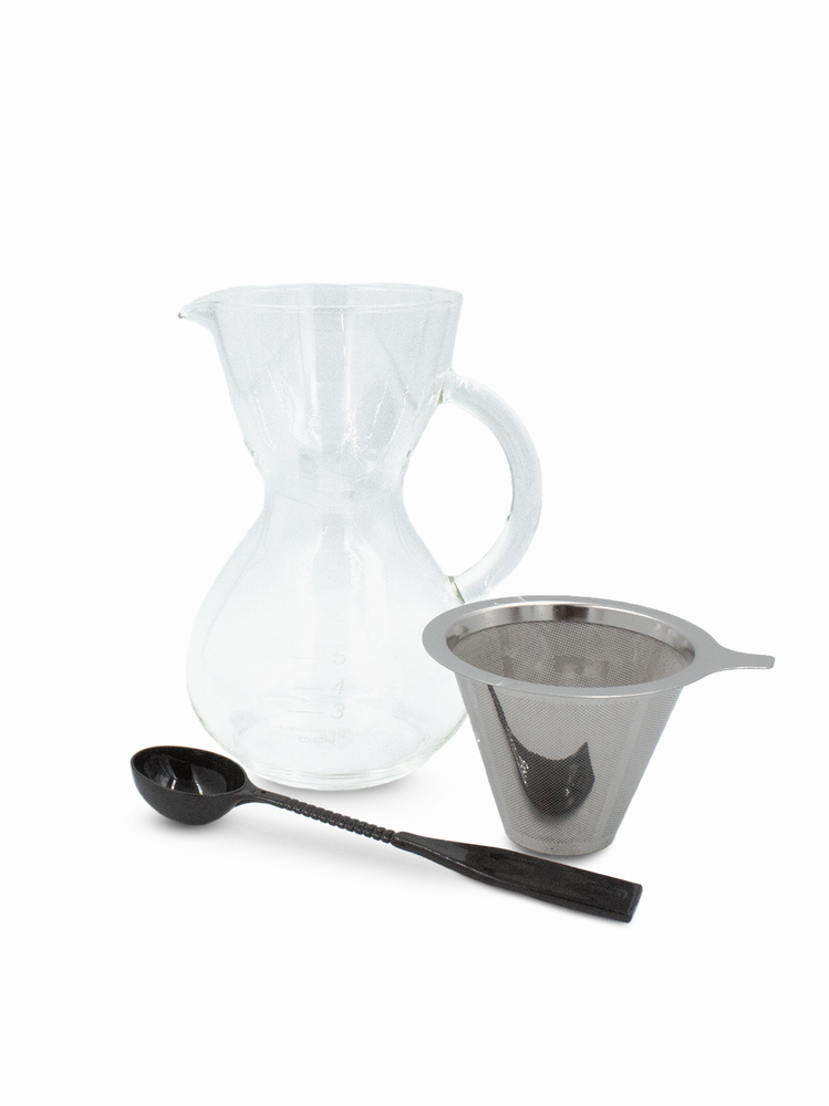 Glass Coffee Drip Pot + SS Filter (30oz)