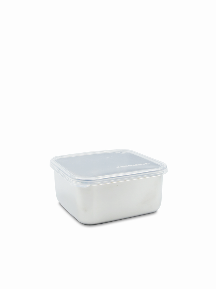 
            
                Load image into Gallery viewer, U-Konserve Square Container - Stainless Steel with Silicone Lid
            
        