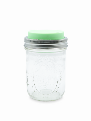 Straw Hole Silicone Mason Jar Lid + SS Band