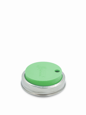 Straw Hole Silicone Mason Jar Lid + SS Band