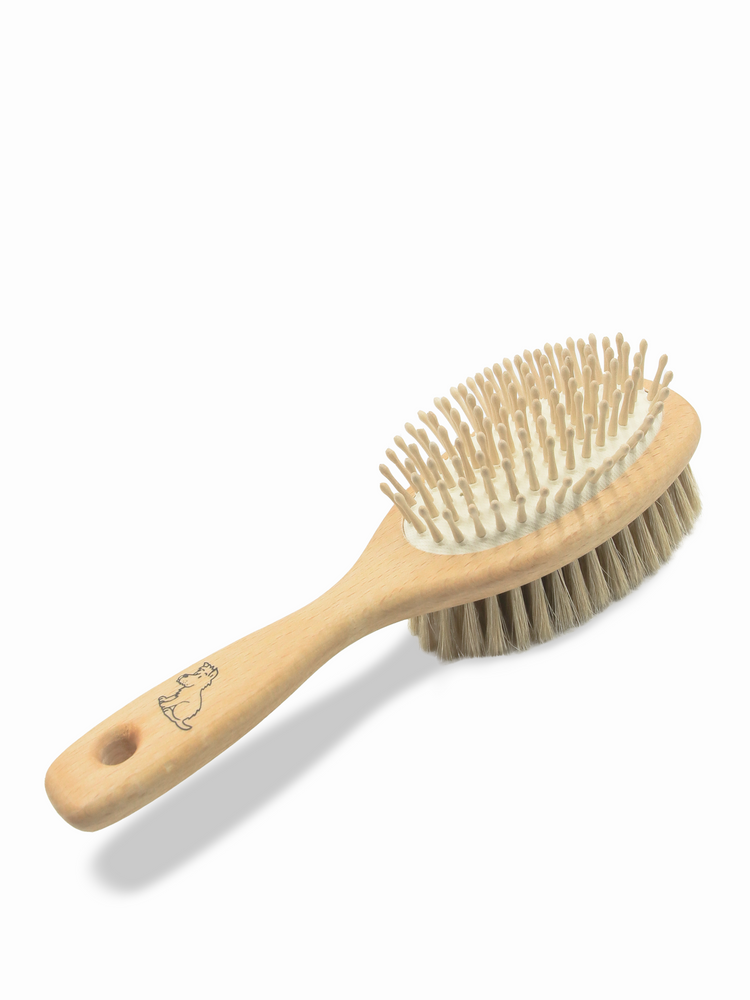 Double-Sided Dog Brush with Wooden Pins