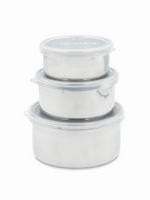 Round Nesting Trio Stainless Steel Containers with Silicone Lids - Set of 3