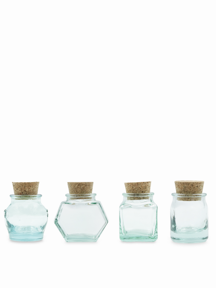 Recycled Glass Jar Mini Apothecary with Cork