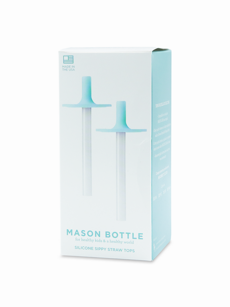 Silicone Sippy Straw Top 2 Pack Mason Bottle
